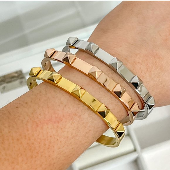 Jewelry - Geometric Jewelry Pyramid Bangle Bracelet Rockstar Jewelry Bangle Bracelets